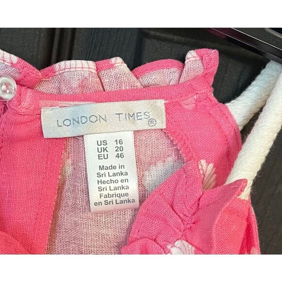 London Times Women's Sleeveless Ruffle Neck Shift Shell Pattern-16 - Picture 5 of 6